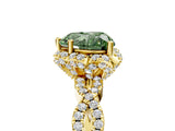 Yellow gold Fancy Green Heart  Halo Twist Band Solitaire Ring with Six-Prong Setting_38