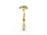 Yellow gold Fancy Green Heart  Halo Twist Band Solitaire Ring_2