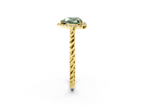 Yellow gold Fancy Green Heart  Halo Twisted Band Four-Prong Diamond Ring_2