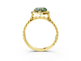 Yellow gold Fancy Green Heart  Halo Twisted Band Four-Prong Diamond Ring_3