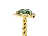 Yellow gold Fancy Green Heart  Halo Twisted Band Four-Prong Diamond Ring_5