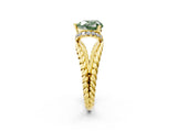 Yellow gold Fancy Green Heart  Halo Twisted Band Four-Prong Ring_34