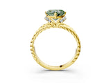 Yellow gold Fancy Green Heart  Halo Twisted Band Four-Prong Ring_35