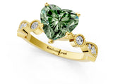 Yellow gold Fancy Green Heart  Milgrain Bezel Diamond Engagement Ring with Solitaire Prong Setting_29