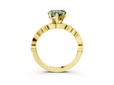Yellow gold Fancy Green Heart  Milgrain Bezel Diamond Engagement Ring with Solitaire Prong Setting_31