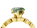 Yellow gold Fancy Green Heart  Milgrain Bezel Diamond Engagement Ring with Solitaire Prong Setting_32