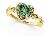 Yellow gold Fancy Green Heart  Milgrain Marquise Diamond Twist Band Ring_66