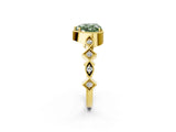 Yellow gold Fancy Green Heart  Milgrain Marquise Diamond Twist Band Ring_67