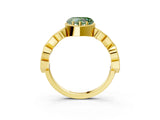 Yellow gold Fancy Green Heart  Milgrain Marquise Diamond Twist Band Ring_68