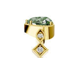 Yellow gold Fancy Green Heart  Milgrain Marquise Diamond Twist Band Ring_70