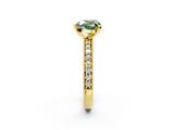 Yellow gold Fancy Green Heart  Milgrain Pave Diamond Engagement Ring with Four-Prong Setting_2