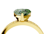 Yellow gold Fancy Green Heart  Milgrain Pave Diamond Engagement Ring with Four-Prong Setting_4