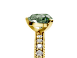 Yellow gold Fancy Green Heart  Milgrain Pave Diamond Engagement Ring with Four-Prong Setting_5