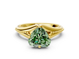 Yellow gold Fancy Green Heart  Solitaire Beaded Band Six-Prong Setting