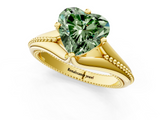 Yellow gold Fancy Green Heart  Solitaire Beaded Band Six-Prong Setting_1