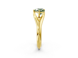 Yellow gold Fancy Green Heart  Solitaire Beaded Band Six-Prong Setting_2