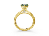 Yellow gold Fancy Green Heart  Solitaire Beaded Band Six-Prong Setting_3