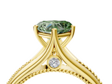 Yellow gold Fancy Green Heart  Solitaire Beaded Band Six-Prong Setting_4