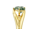 Yellow gold Fancy Green Heart  Solitaire Beaded Band Six-Prong Setting_5