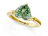 Yellow gold Fancy Green Heart  Solitaire Beaded Band with Four-Prong Setting_1