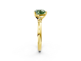 Yellow gold Fancy Green Heart  Solitaire Beaded Band with Four-Prong Setting_2
