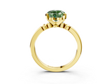 Yellow gold Fancy Green Heart  Solitaire Beaded Band with Four-Prong Setting_3