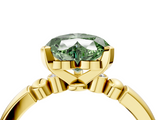 Yellow gold Fancy Green Heart  Solitaire Beaded Band with Four-Prong Setting_4