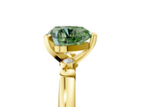 Yellow gold Fancy Green Heart  Solitaire Beaded Band with Four-Prong Setting_5