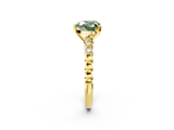 Yellow gold Fancy Green Heart  Solitaire Bezel Accent Diamond Engagement Ring with Beaded Band and Four-Prong Setting_2