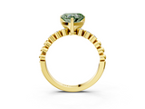Yellow gold Fancy Green Heart  Solitaire Bezel Accent Diamond Engagement Ring with Beaded Band and Four-Prong Setting_3