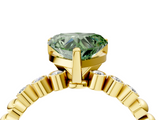 Yellow gold Fancy Green Heart  Solitaire Bezel Accent Diamond Engagement Ring with Beaded Band and Four-Prong Setting_4