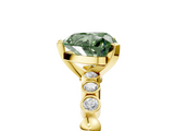 Yellow gold Fancy Green Heart  Solitaire Bezel Accent Diamond Engagement Ring with Beaded Band and Four-Prong Setting_5