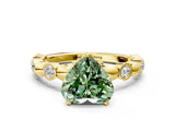Yellow gold Fancy Green Heart  Solitaire Bezel-Set Diamond Ring with Beaded Band and Four-Prong Setting_28