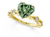 Yellow gold Fancy Green Heart  Solitaire Bezel-Set Diamond Ring with Beaded Band and Four-Prong Setting_29