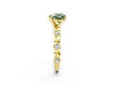 Yellow gold Fancy Green Heart  Solitaire Bezel-Set Diamond Ring with Beaded Band and Four-Prong Setting_30