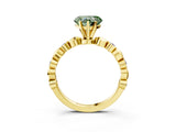 Yellow gold Fancy Green Heart  Solitaire Bezel-Set Diamond Ring with Beaded Band and Four-Prong Setting_31