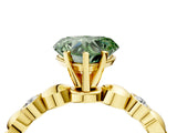 Yellow gold Fancy Green Heart  Solitaire Bezel-Set Diamond Ring with Beaded Band and Four-Prong Setting_32