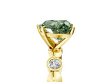 Yellow gold Fancy Green Heart  Solitaire Bezel-Set Diamond Ring with Beaded Band and Four-Prong Setting_33