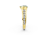 Yellow gold Fancy Green Heart  Solitaire Bezel-Set Diamond Ring with Channel-Set Band_2