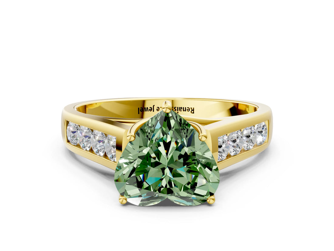 Yellow gold Fancy Green Heart  Solitaire Channel-Set Diamond Engagement Ring with Four-Prong Setting_29