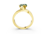 Yellow gold Fancy Green Heart  Solitaire Channel-Set Split Shank Ring with Tension Prong Setting_6