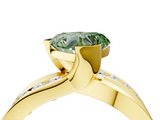 Yellow gold Fancy Green Heart  Solitaire Channel-Set Split Shank Ring with Tension Prong Setting_7
