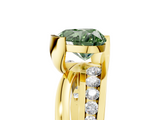 Yellow gold Fancy Green Heart  Solitaire Channel-Set Split Shank Ring with Tension Prong Setting_8