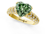 Yellow gold Fancy Green Heart  Solitaire Chevron Pave Diamond Engagement Ring with Six-Prong Setting_1