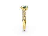 Yellow gold Fancy Green Heart  Solitaire Chevron Pave Diamond Engagement Ring with Six-Prong Setting_2