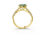 Yellow gold Fancy Green Heart  Solitaire Chevron Pave Diamond Engagement Ring with Six-Prong Setting_3