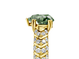 Yellow gold Fancy Green Heart  Solitaire Chevron Pave Diamond Engagement Ring with Six-Prong Setting_5