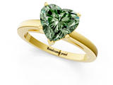 Yellow gold Fancy Green Heart  Solitaire Diamond Engagement Ring with Four-Prong Setting on a Classic Band_4