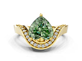 Yellow gold Fancy Green Heart  Solitaire Diamond Engagement Ring with Pave Band and Four-Prong Setting 1
