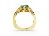 Yellow gold Fancy Green Heart  Solitaire Diamond Engagement Ring with Pave Band and Four-Prong Setting 4